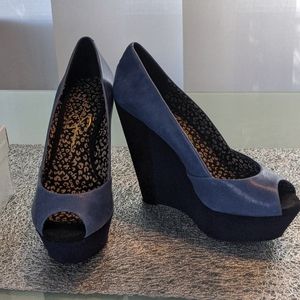 Jessica Simpson Blue Bird Luxury Nappa Wedge Shoes